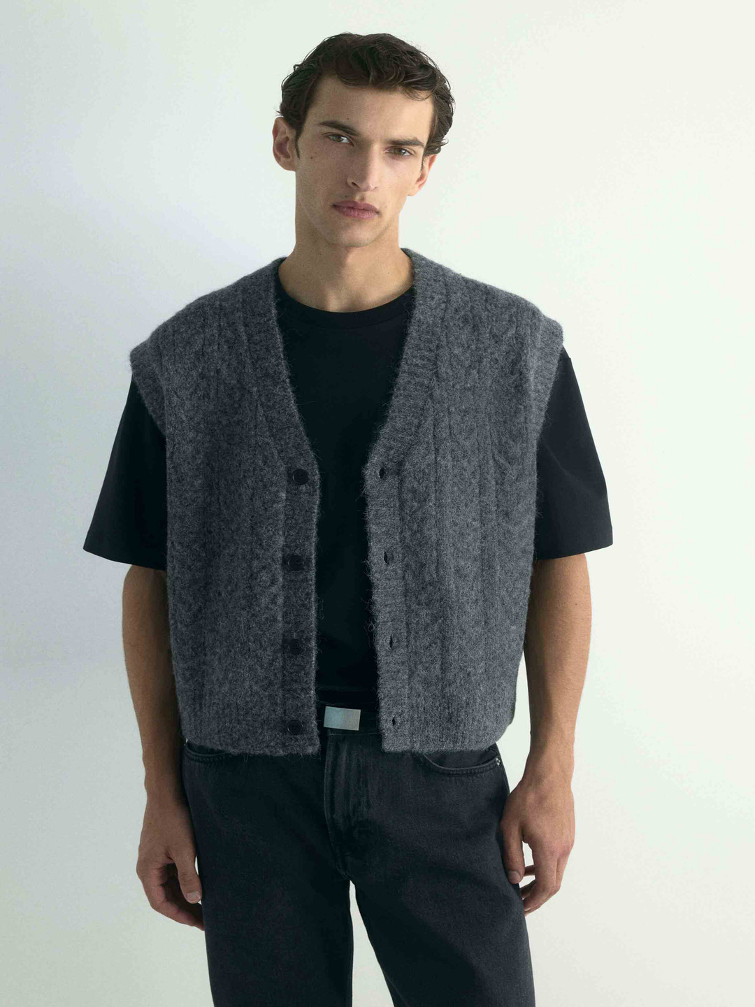 H&M Loose Fit Cable-Knit Sweater Vest