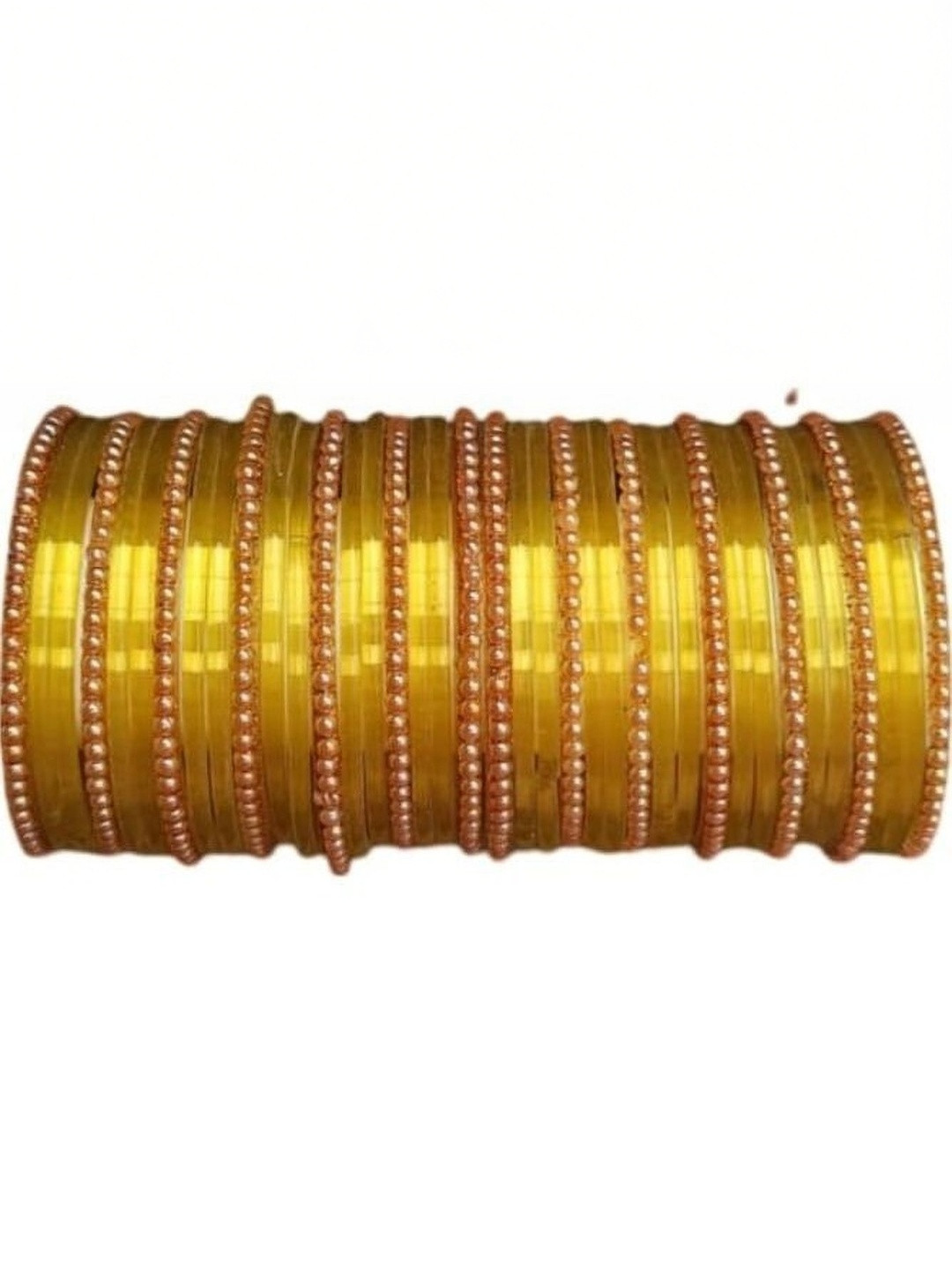 Only Offers Yellow Glass Artificial Stones & Beads Bangle