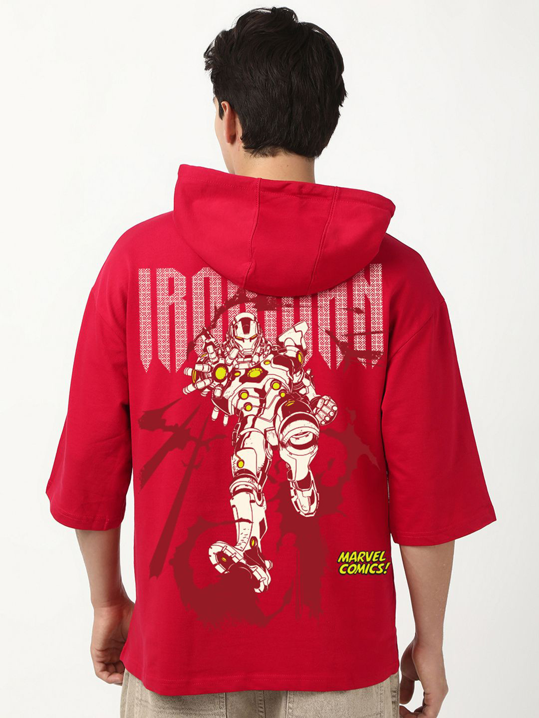 Bewakoof Men Iron Man Printed Hooded T-shirt