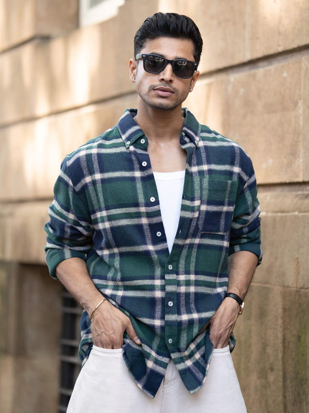 Powerlook Checks Buttondown Checked Cotton Long Sleeves Shirt