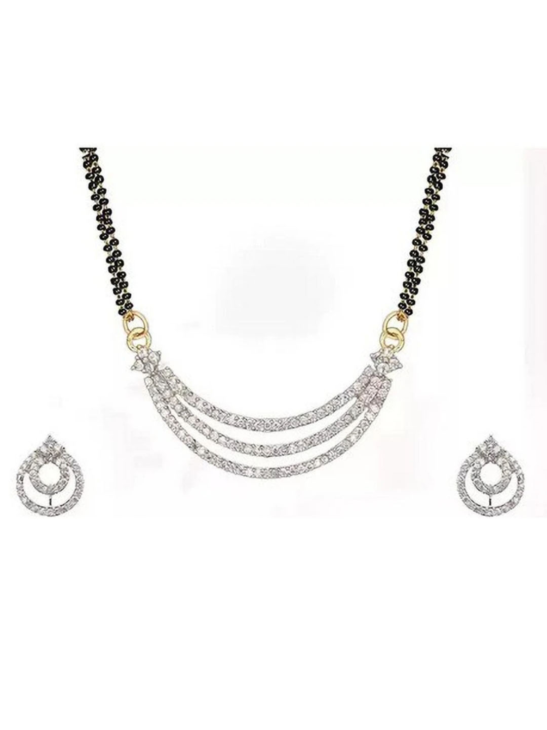M Mod Con Artificial Stones and Beads Mangalsutra With Earrings