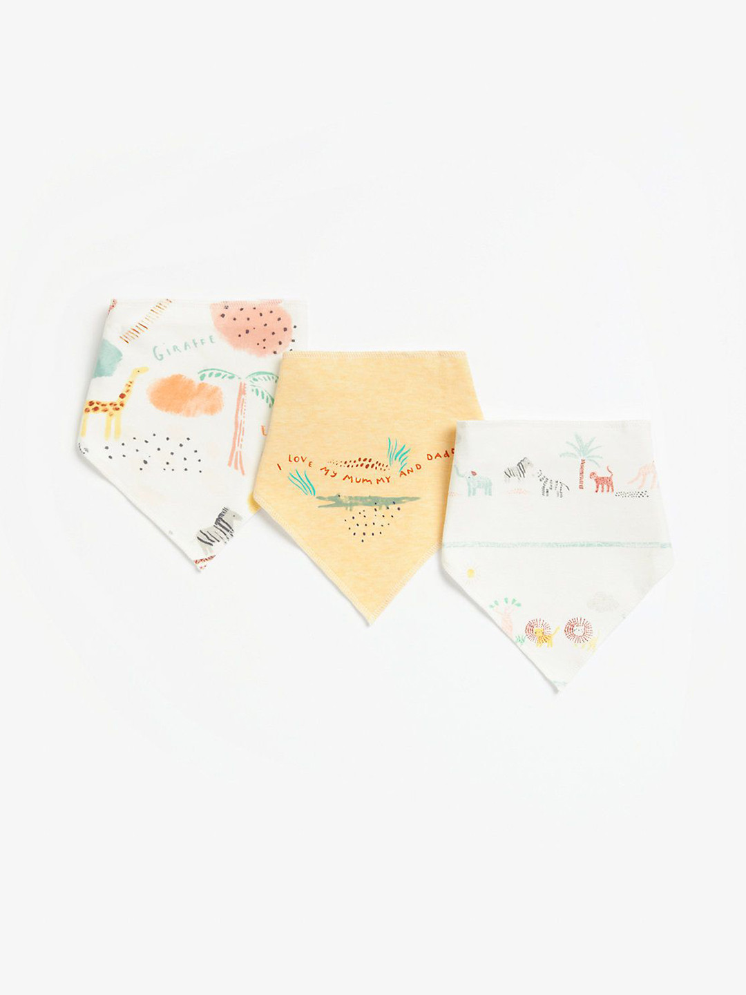 mothercare Infants Girls Pack Of 3 Animal Kingdom Dribbler Printed Bibs