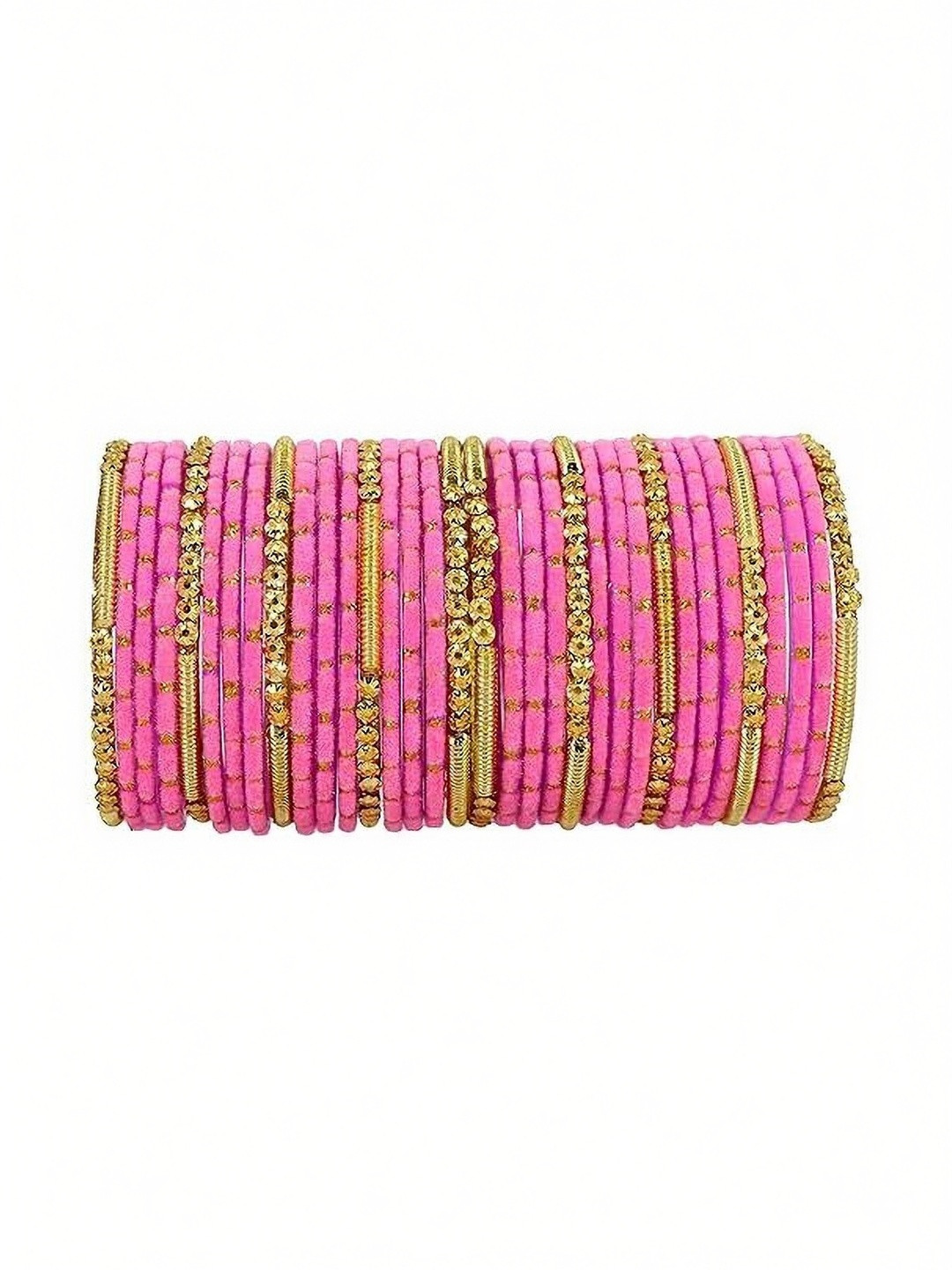 Only Offers Pink Glass Artificial Stones & Beads Bangle