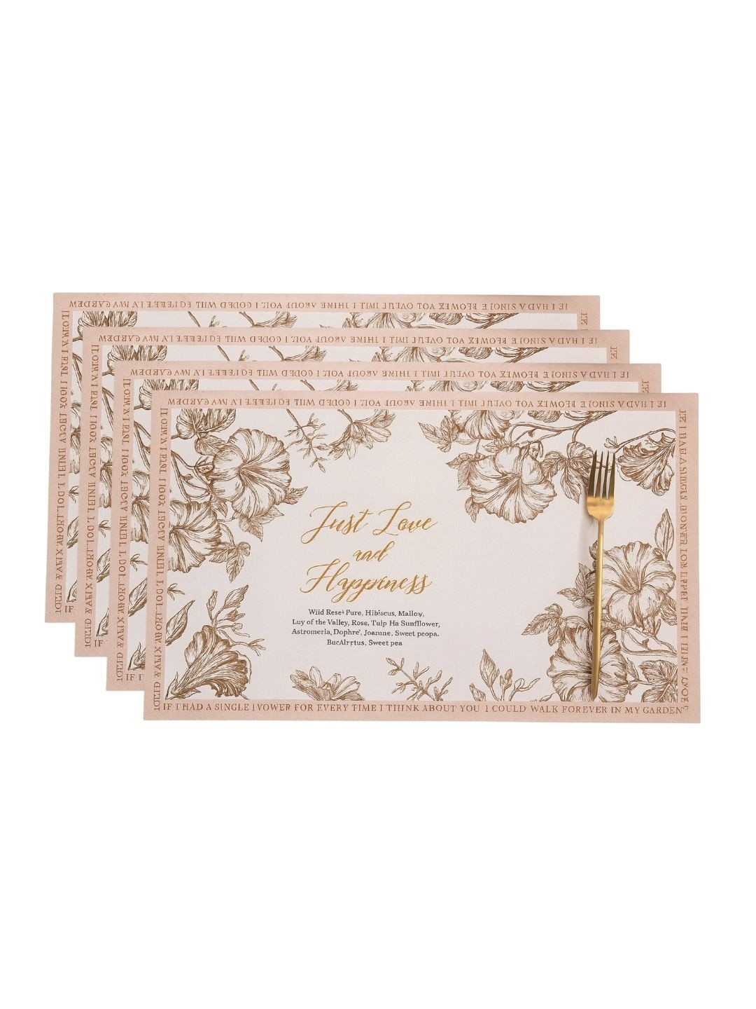 YELONA 4Pcs Pink & Brown Patterned Waterproof Heat-Resistant Anti-Slip Table Placemats