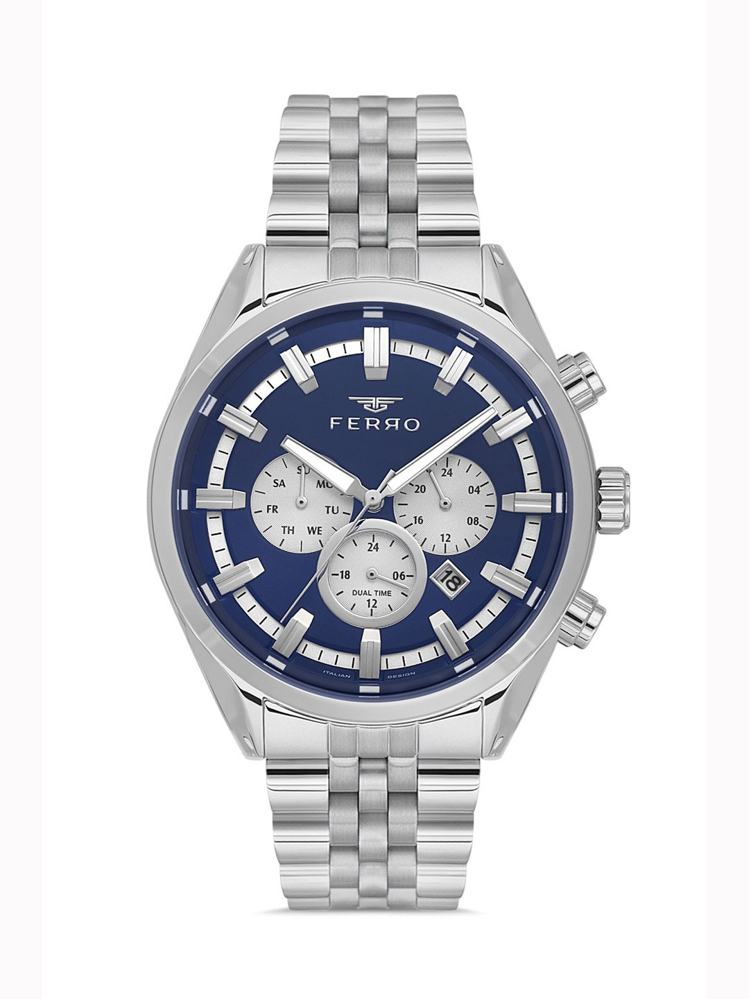 Ferro Men Brass Dial & Stainless Steel Bracelet Style Straps Analogue Watch FM11507A-A3