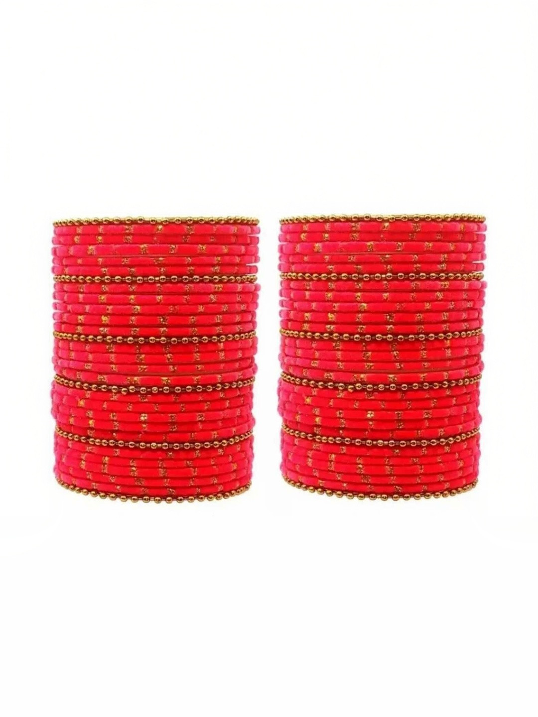Shasmi Set Of 60 Rose Glass Artificial Stones & Beads Bangle
