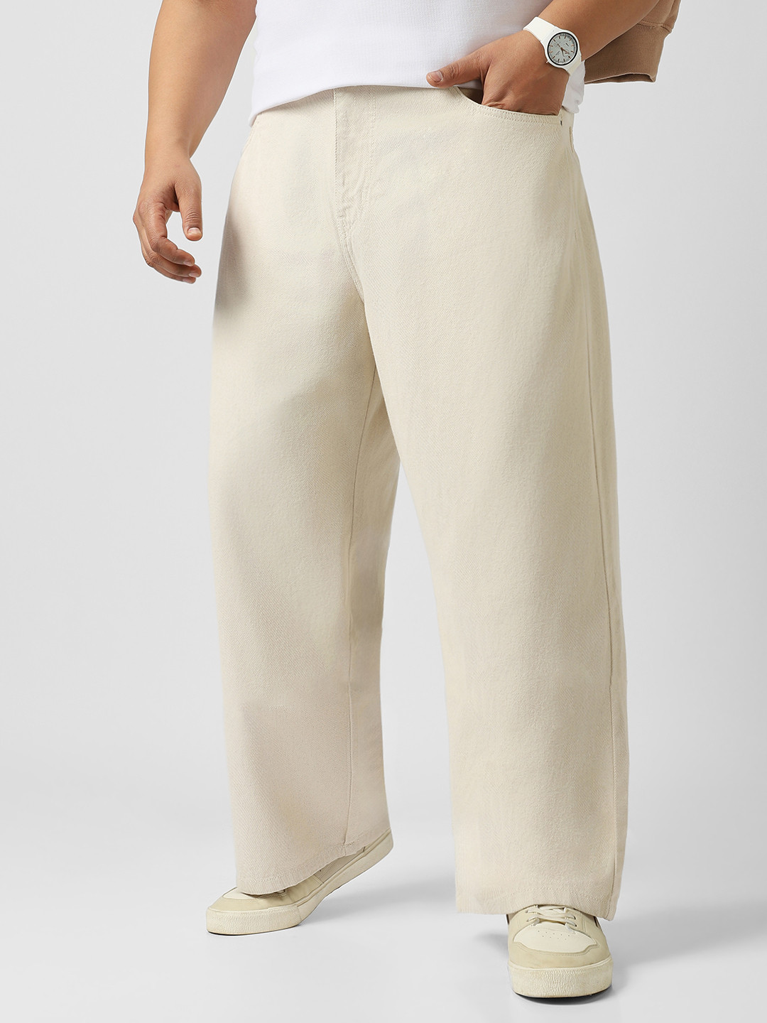 Urbano Plus Men's Off Loose Baggy Fit Washed Jeans Non-Stretchable