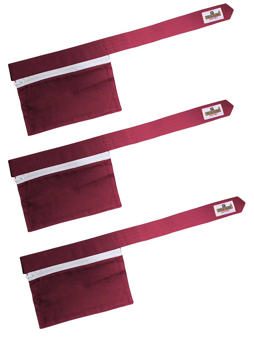 PRAKASAM COTTON Men Pack Of 3 Cotton Canvas Dhoti Belt & Zip Pouch Dhoti Belt