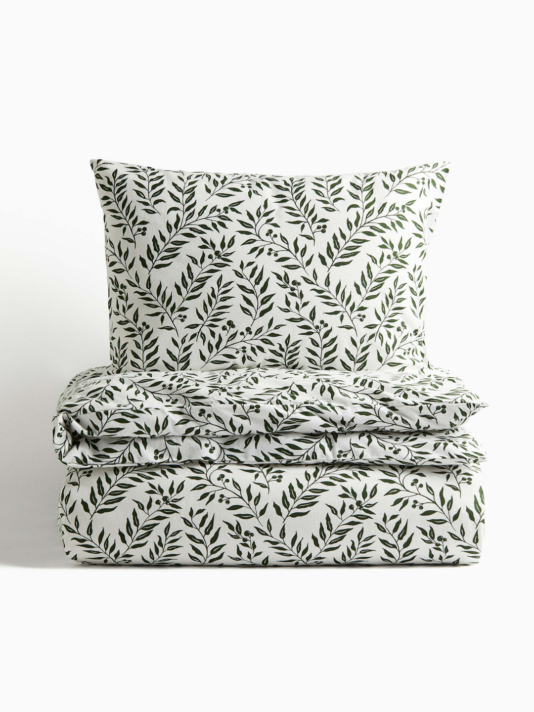 H&M White And Black Pure Cotton Single Flannel Duvet Cover Set