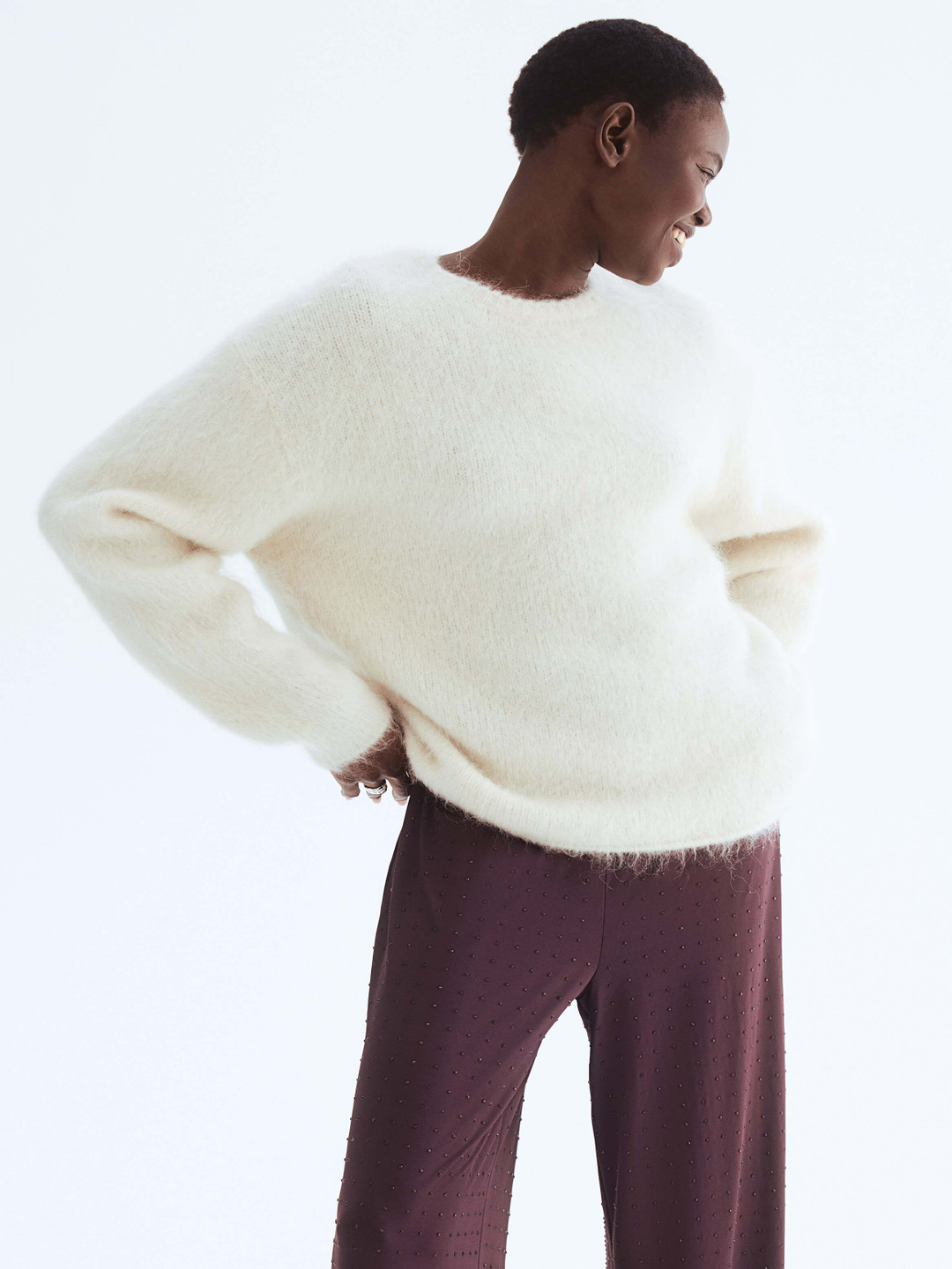 H&M Rhinestone-Embellished Jersey Trousers