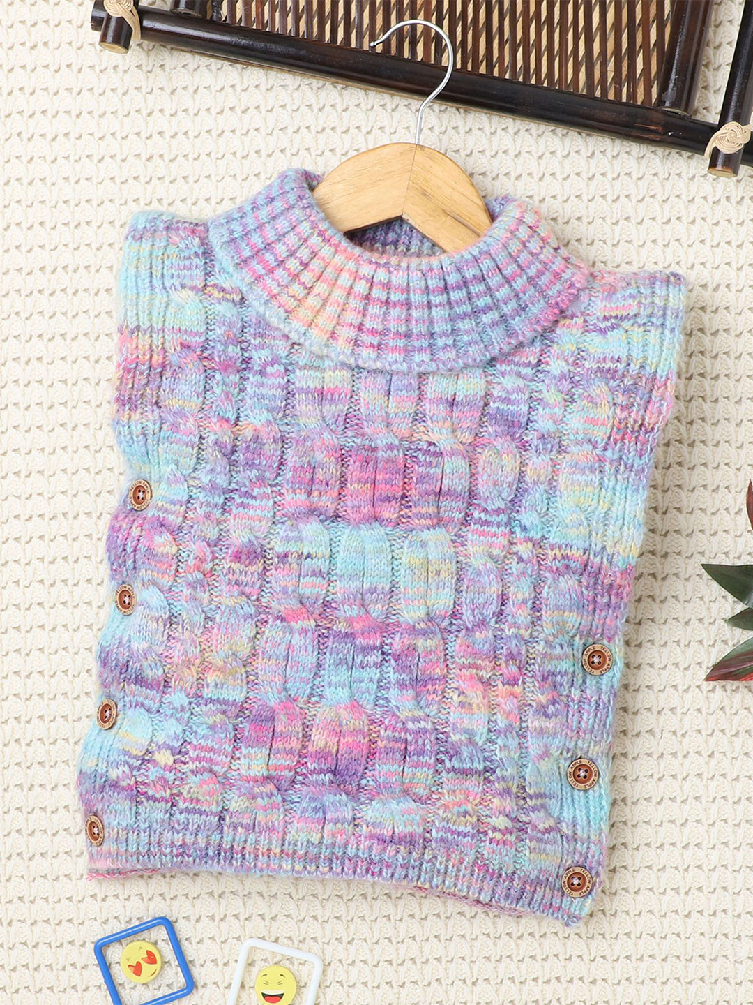 Yellow Apple Girls Embroidered Waterfall Shrug