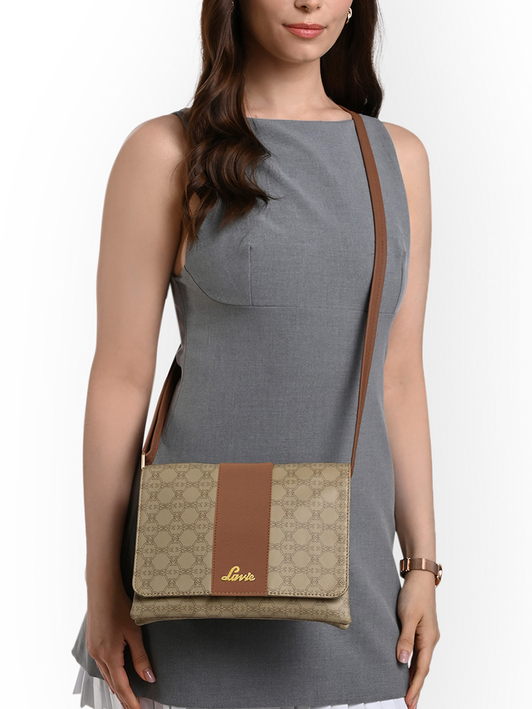 Lavie Women Mono Reese Geometric Printed Crossbody Sling Bag