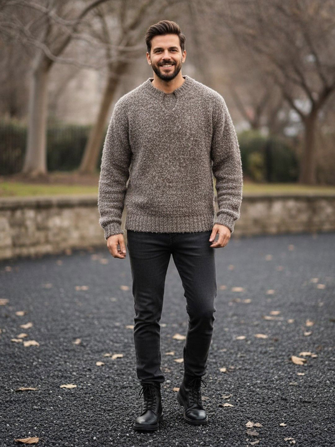Mast & Harbour Men Speckled Pullover with Fuzzy Detail