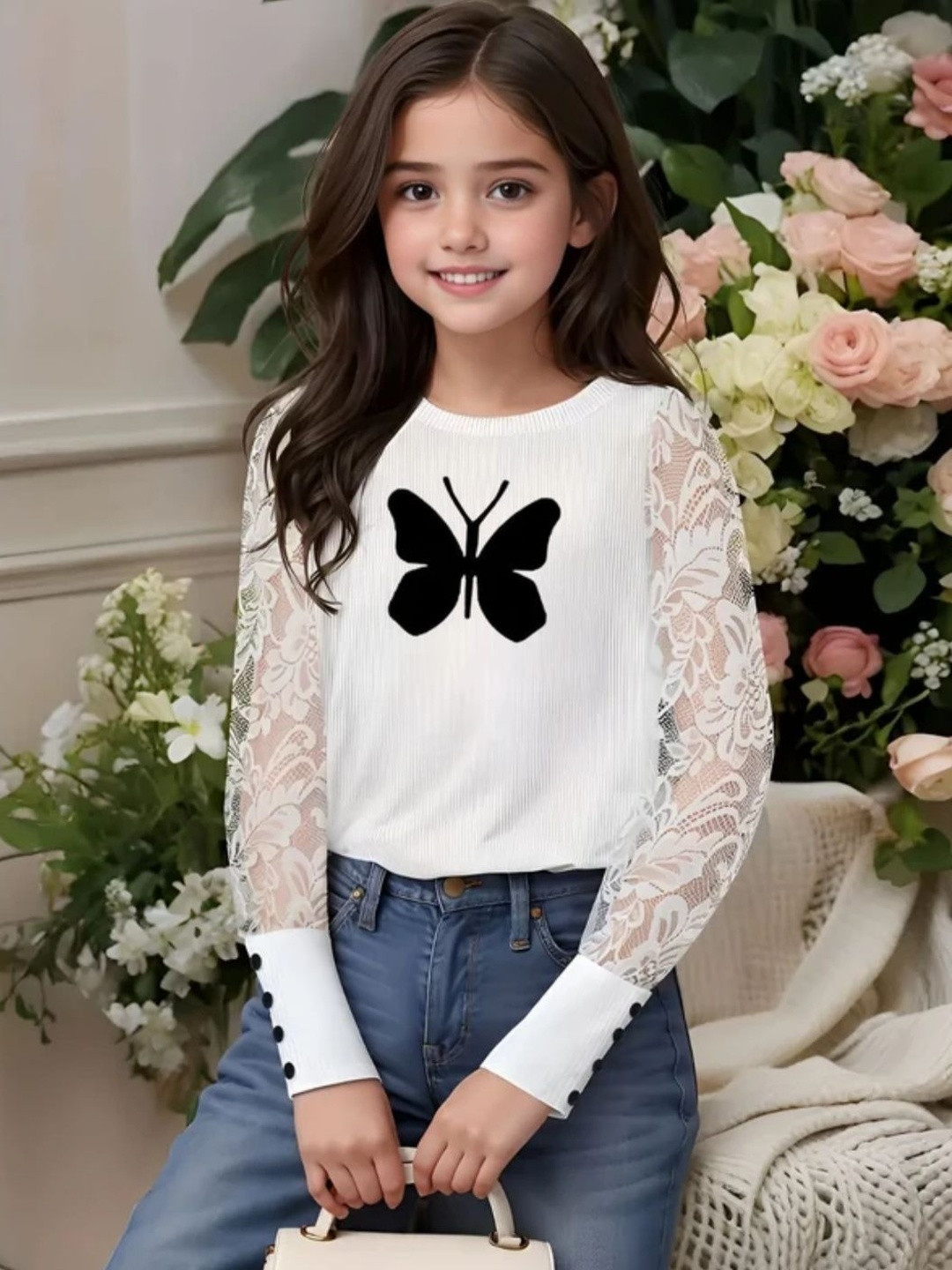 WAHOO Girl's Round Neck Printed Top