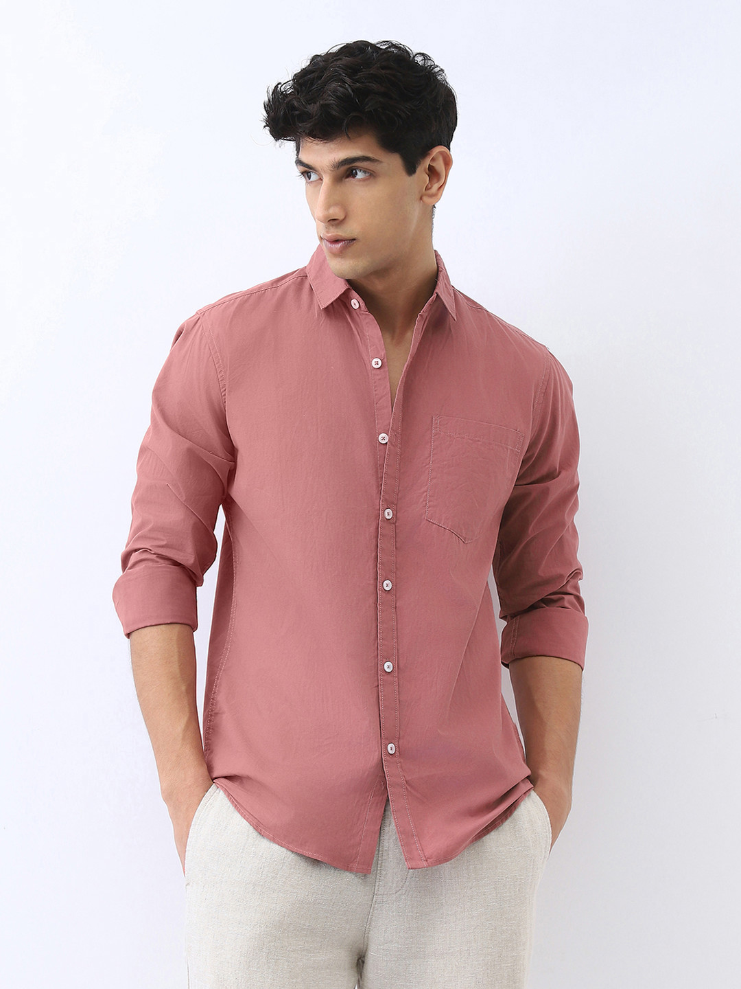 Urbano Fashion Men Cotton Full Sleeve Regular Fit Casual Solid Shirt