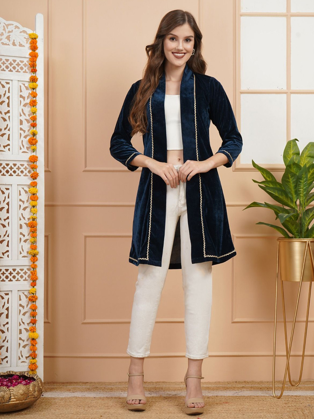 Lush&Loom Lifestyle Women Velvet Open Front Shrug