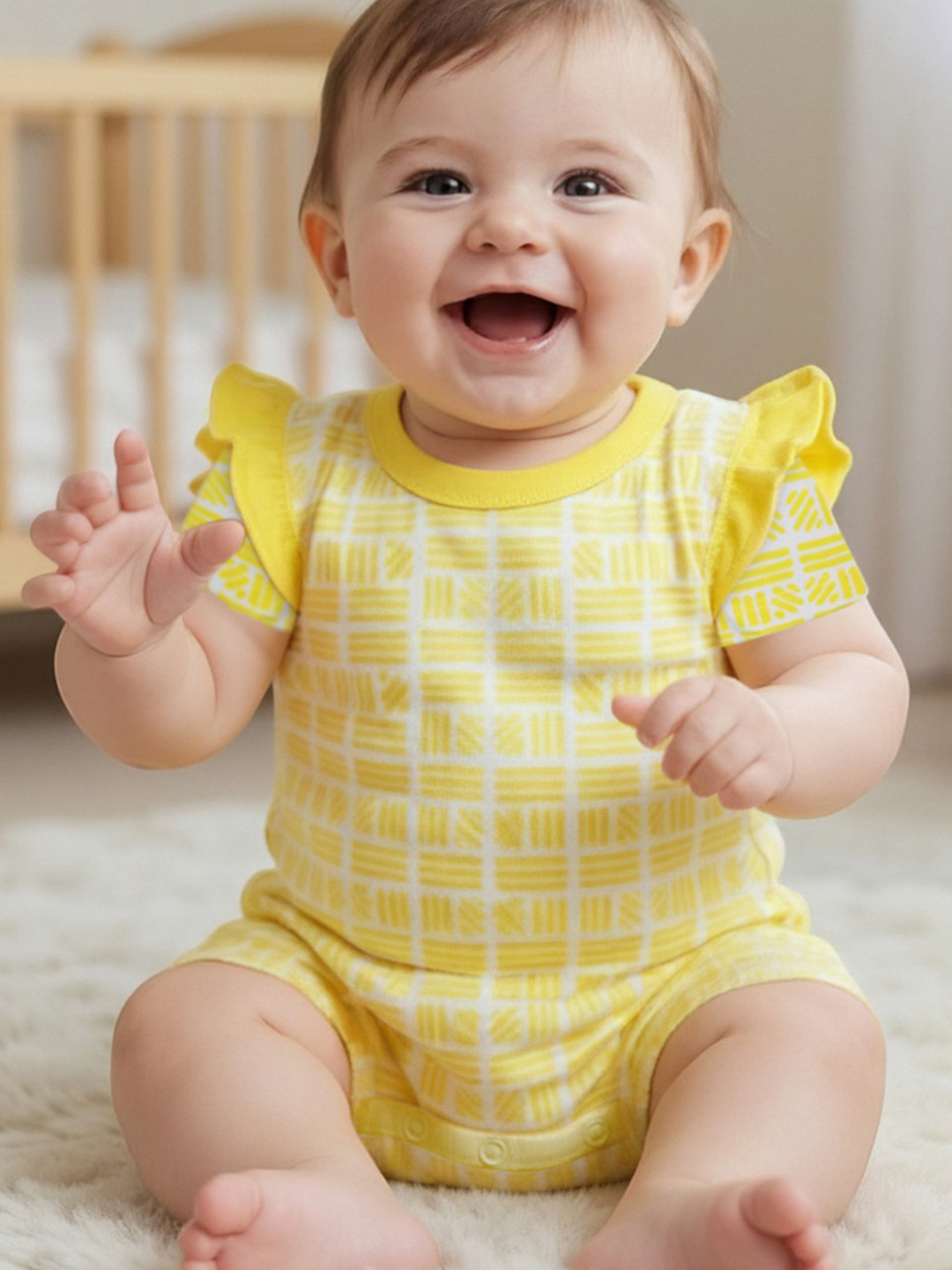 Bontots Infant Girls Organic Cotton Ruffle Romper