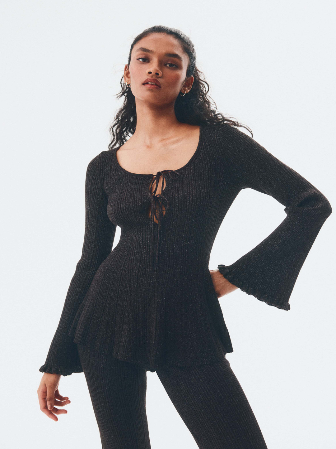 H&M Shimmering Rib-Knit Top