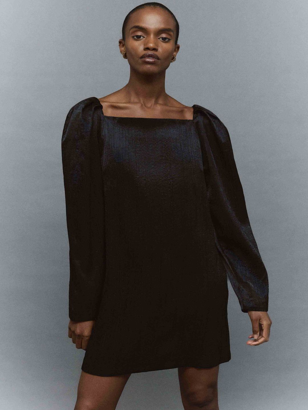 H&M Square Neck Crape Dress