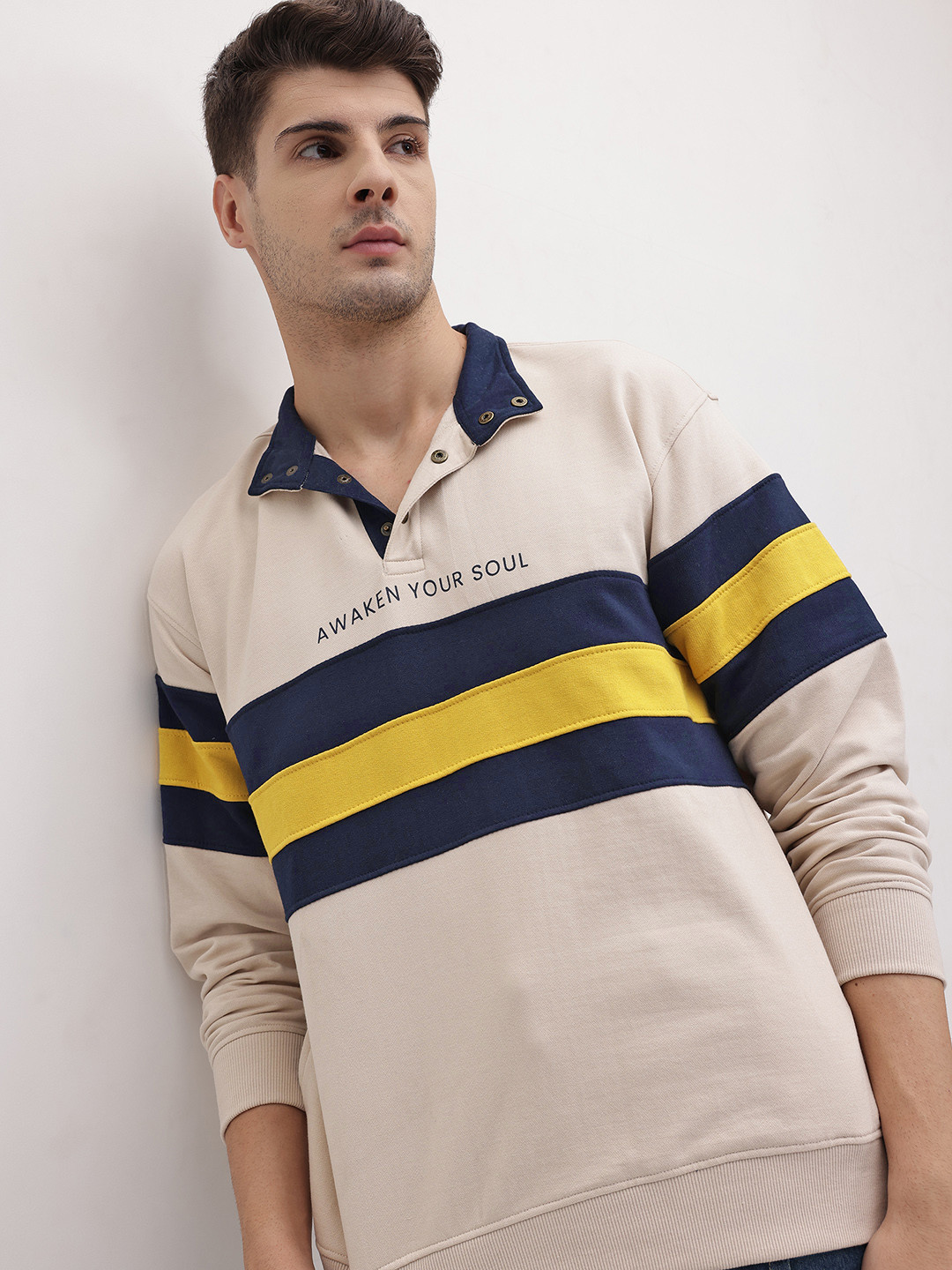 The Roadster Life Co. Mock Collar Colorblocked Sweatshirt