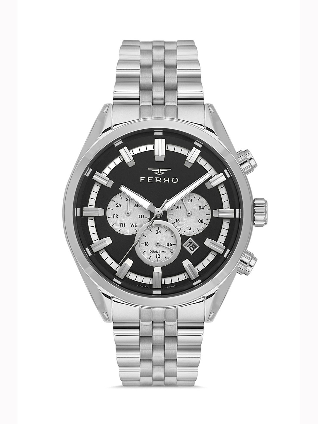 Ferro Men Brass Dial & Stainless Steel Bracelet Style Straps Analogue Watch FM11507A-A2