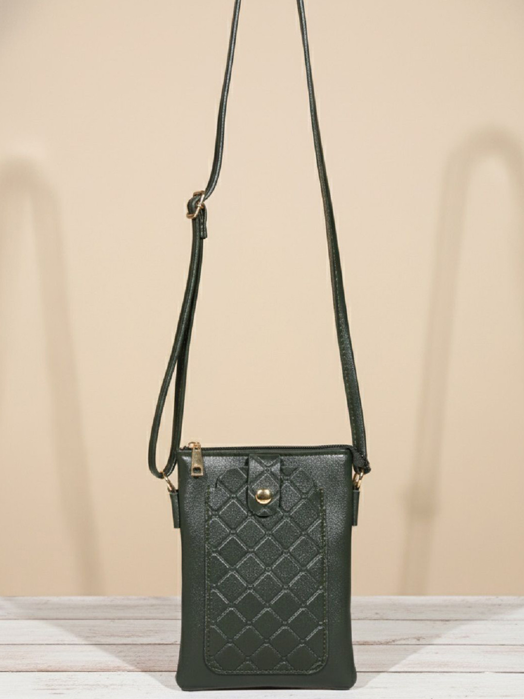 Donicy Textured PU Sling Bag with Quilted