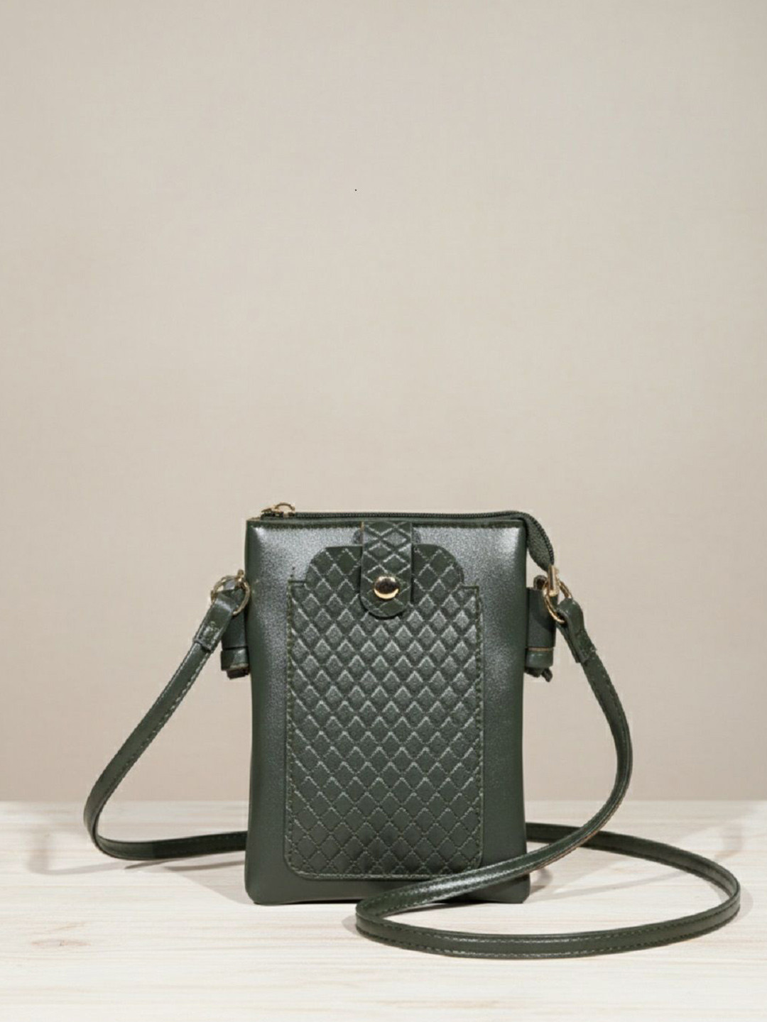 Donicy Textured PU Sling Bag with Quilted