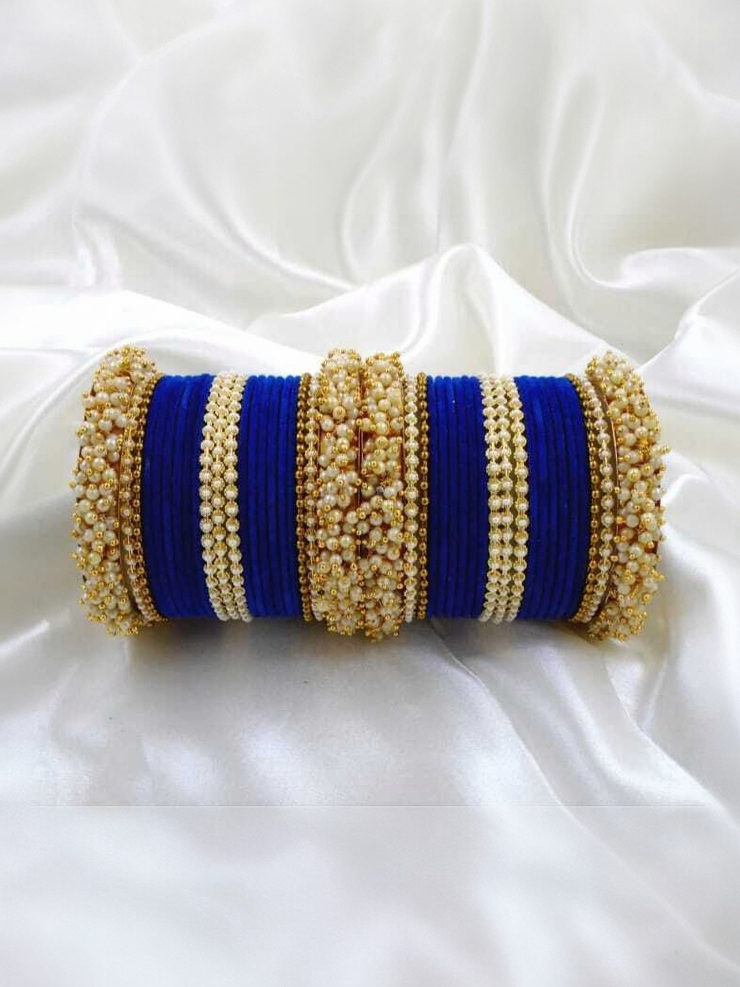 Only Offers Blue Glass Artificial Stones & Beads Bangle