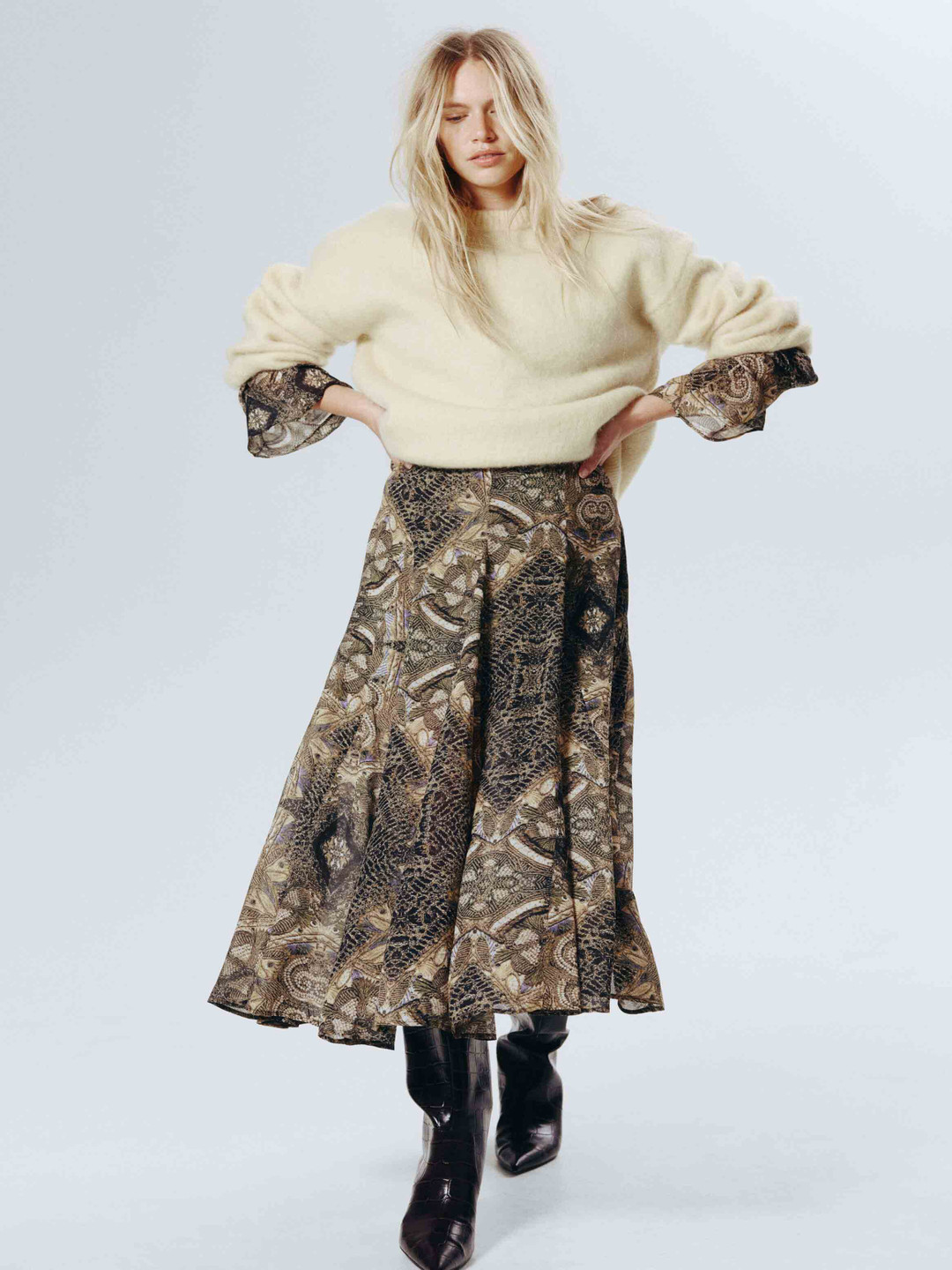 H&M Godet-Pleated Skirt