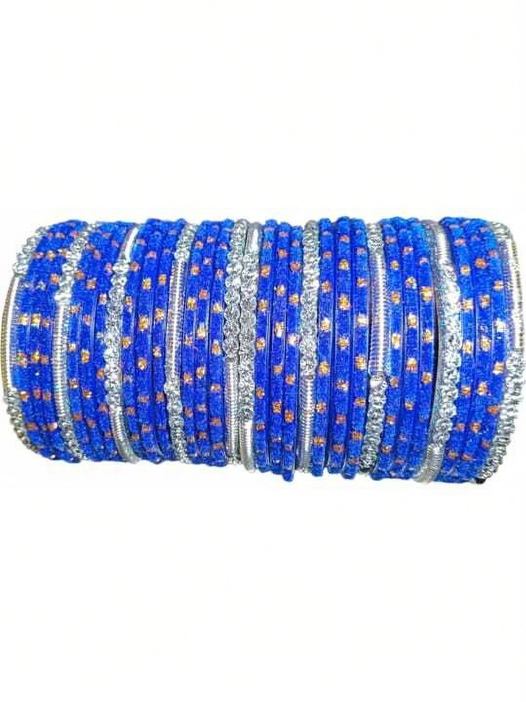 LLL FASHION Blue Glass Artificial Beads Bangle