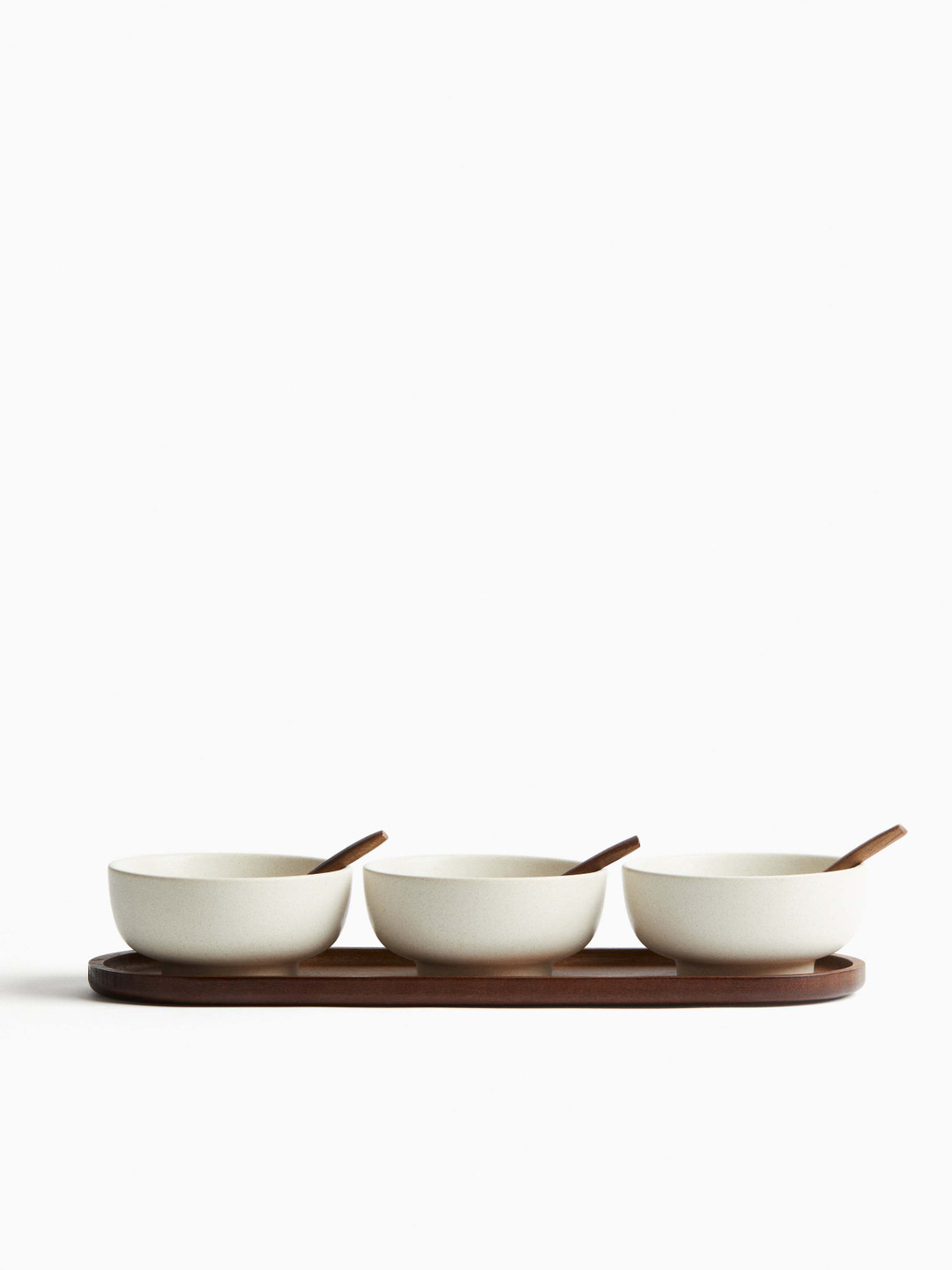 H&M 3-Pack Solid Stoneware Serving Bowls With Tray