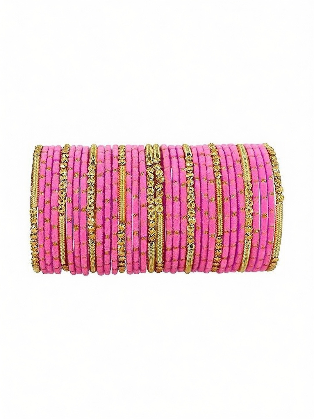 Shasmi Pink Glass Artificial Stones & Beads Bangle