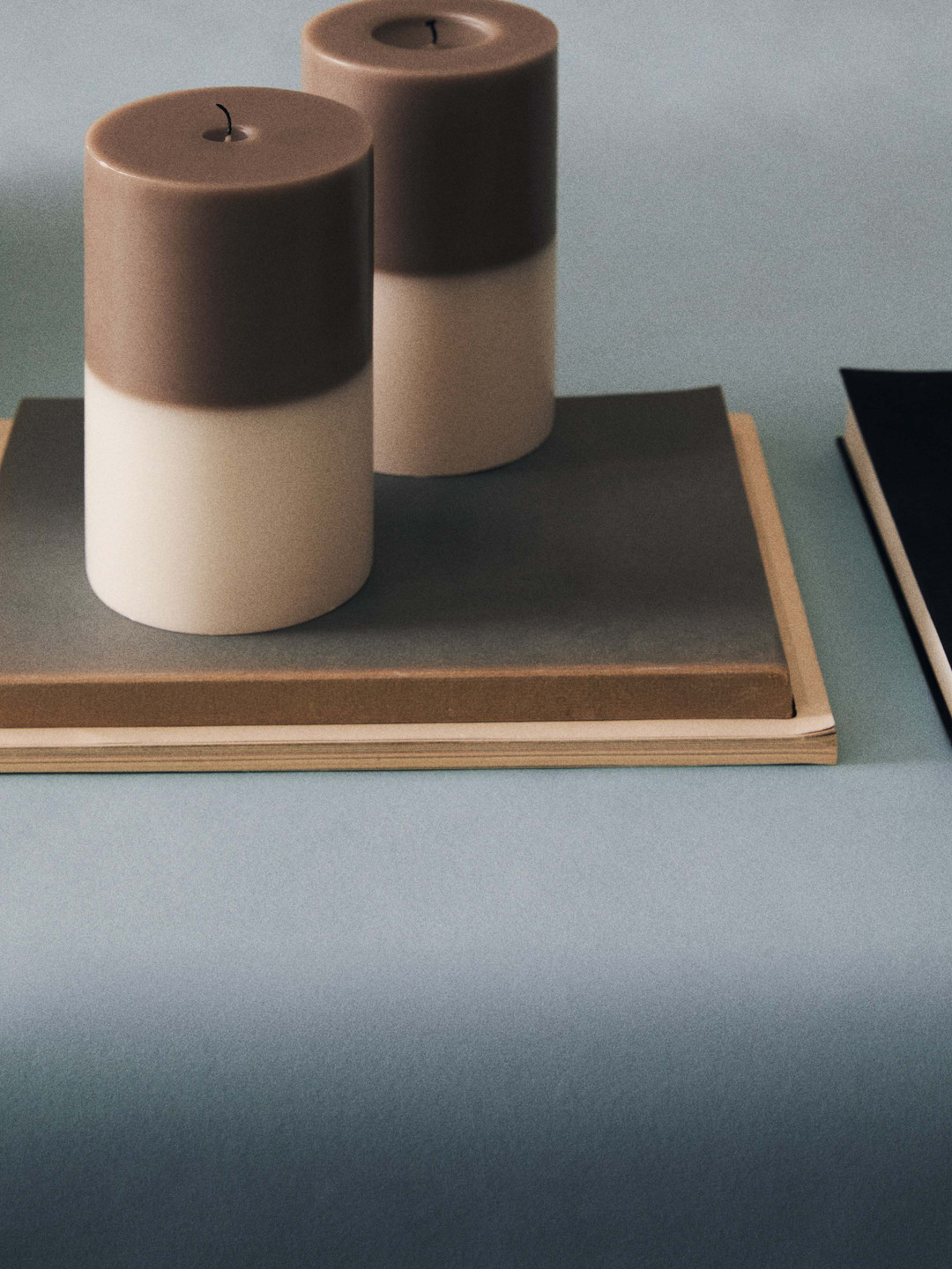 H&M Beige And Brown Large Pillar Candle