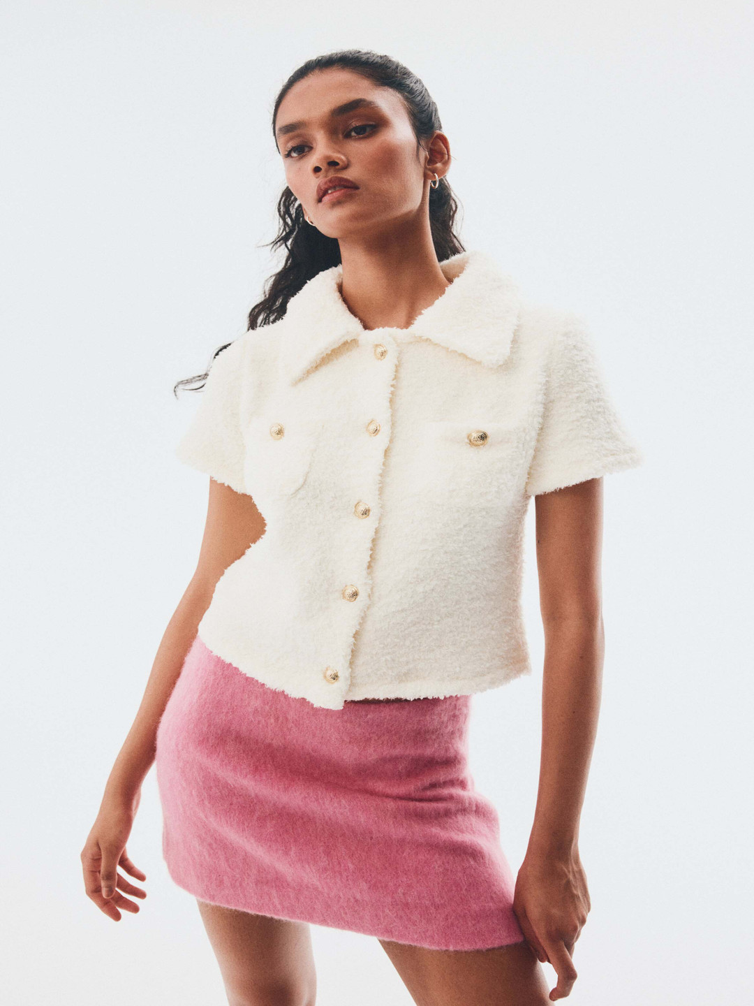 H&M Short-Sleeved Teddy Cardigan