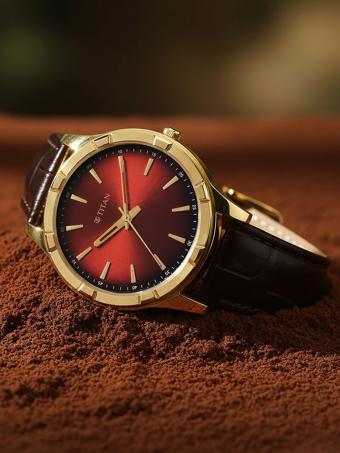 Titan Men Karishma Festive 3.0 Quartz Mahogany Brown Round Dial Watch - 10058YL01