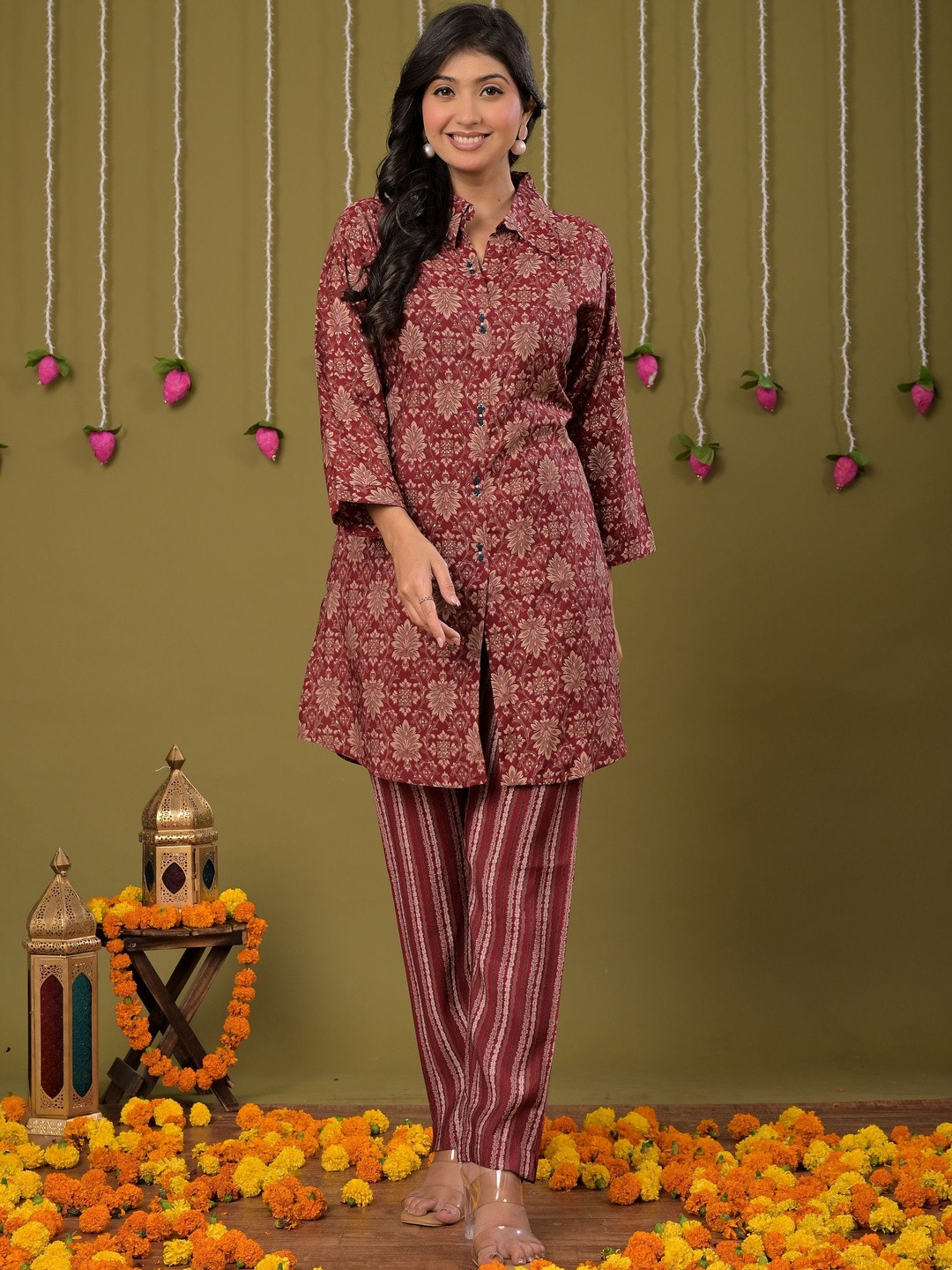 Jasoriya Women Ethnic Motifs Printed Regular Pure Cotton Kurta with Trousers