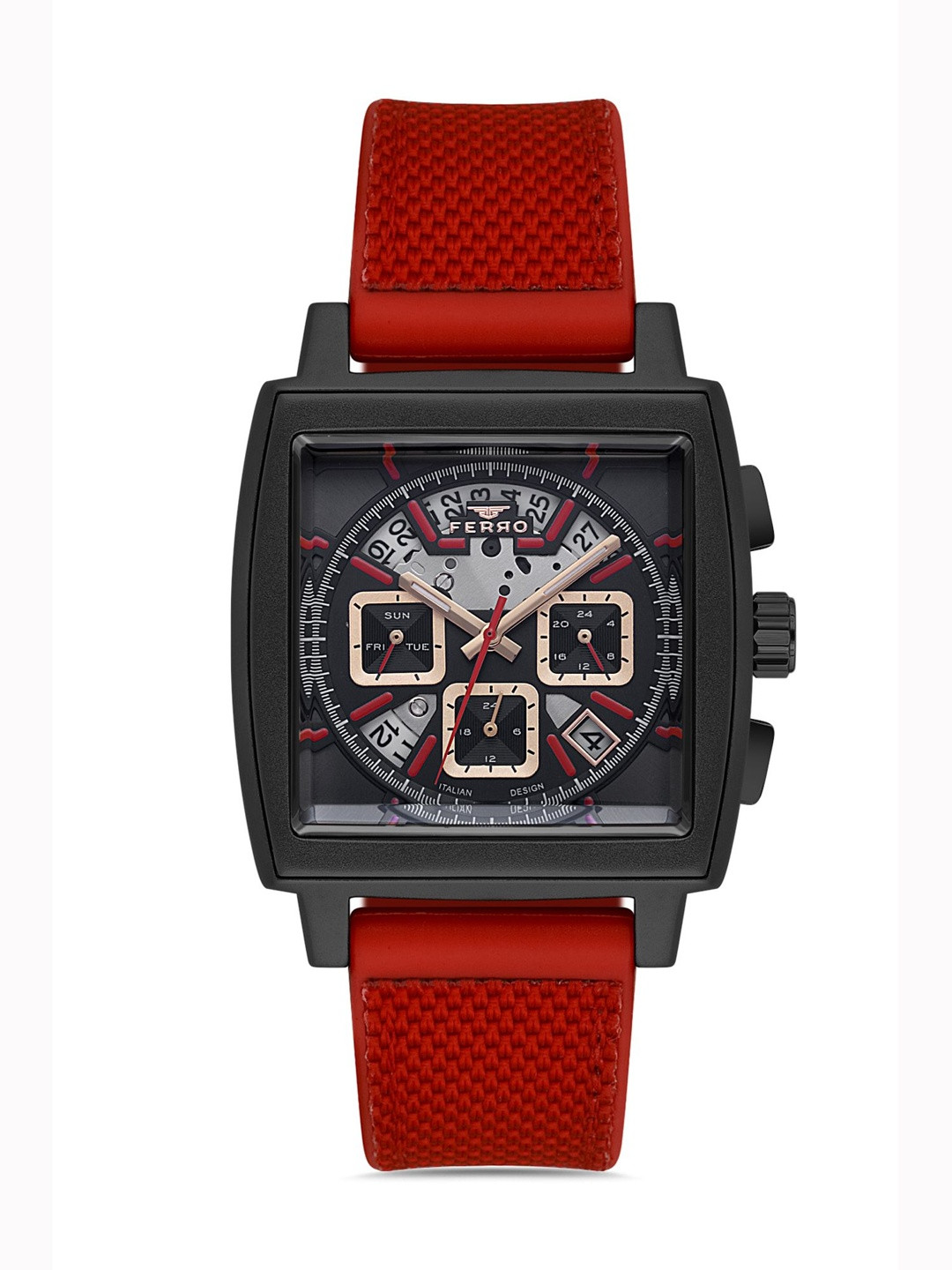 Ferro Men Brass Dial & Straps Analogue Watch FM11553D-ZK