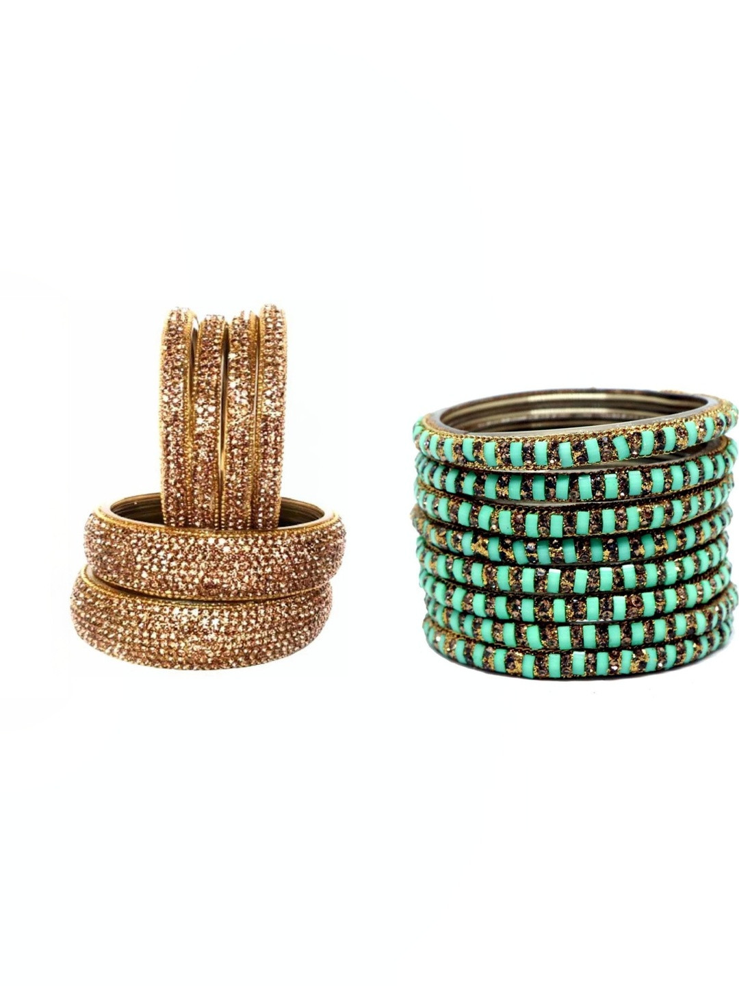 Adiba Fashion Factory Set Of 14 Glass Artificial Stones Bangles