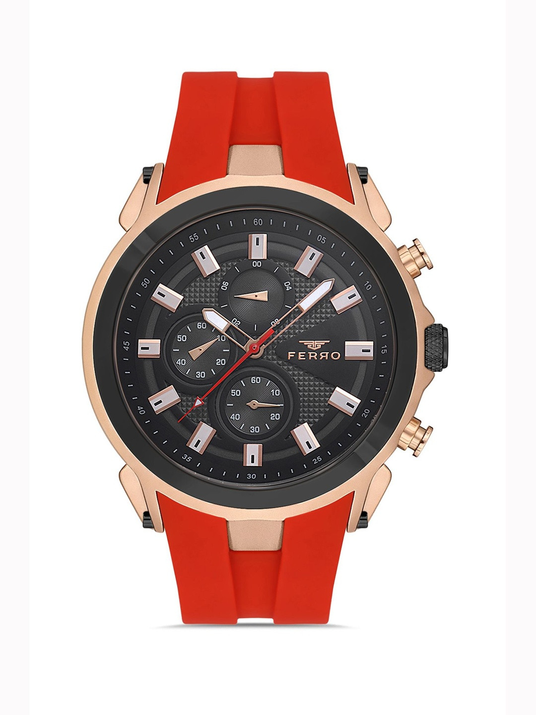 Ferro Men Brass Dial & Straps Analogue Watch FM11402D-R4