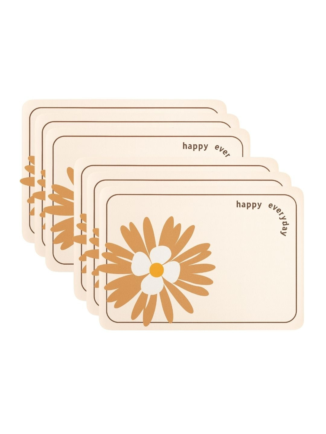 YELONA 6Pcs Of-White Patterned Waterproof Heat-Resistant Anti-Slip Table Placemats