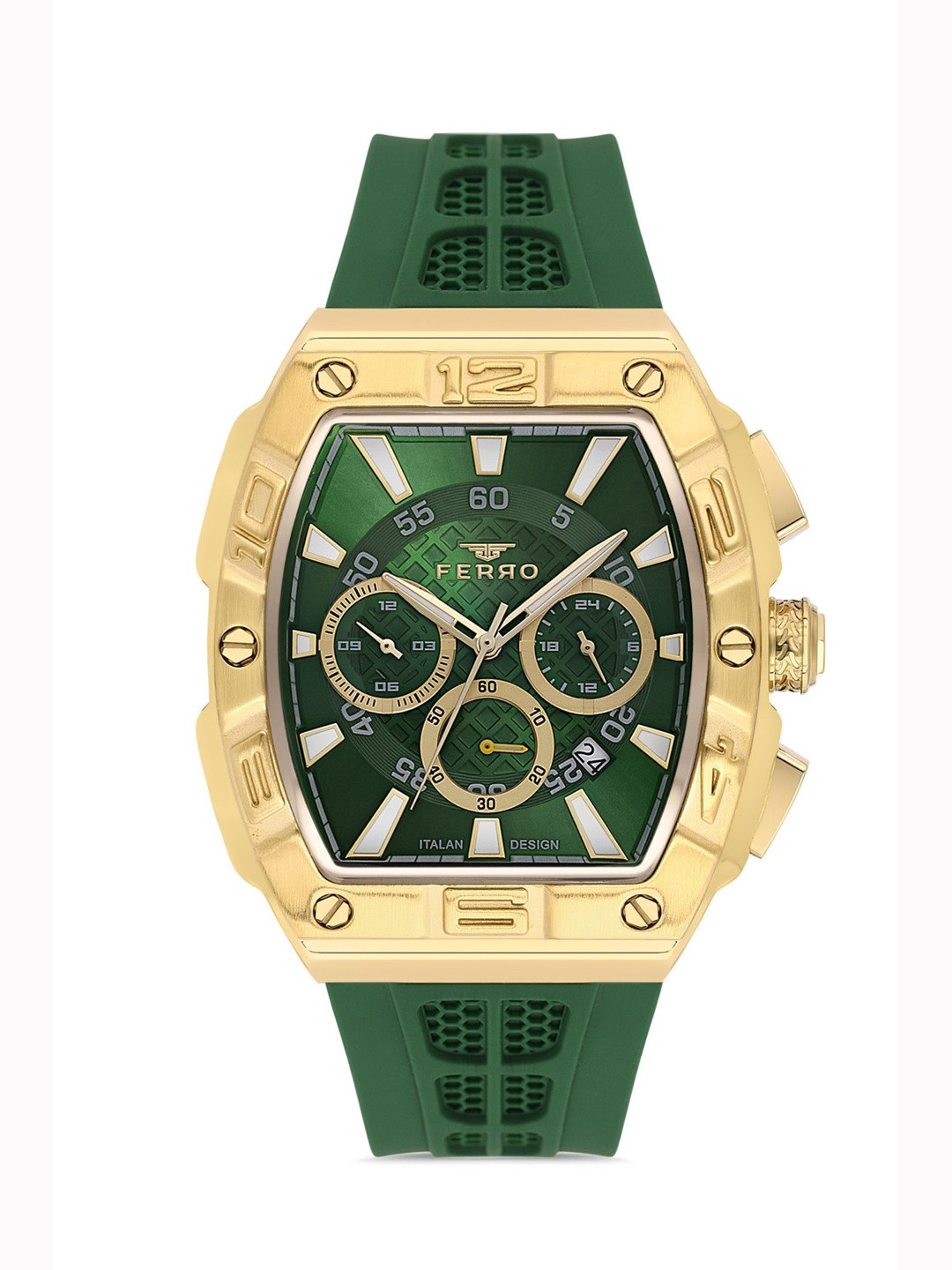 Ferro Men Brass Dial & Straps Analogue Watch FM11526D-ZR6