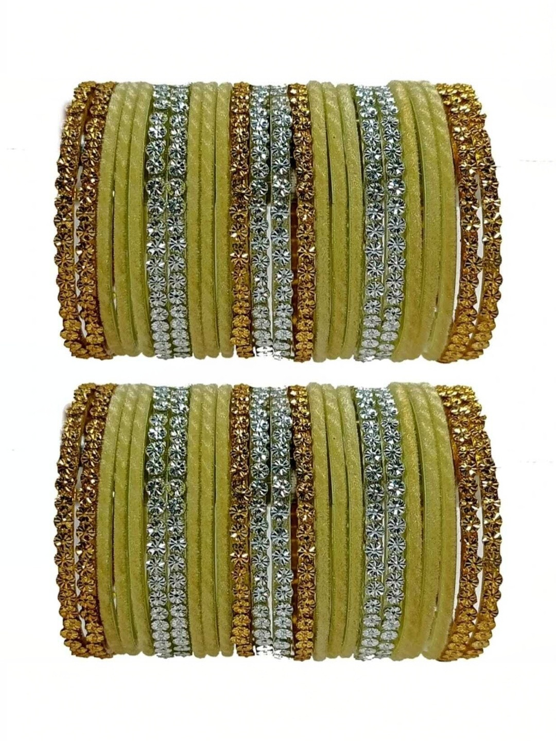 Instyle Forever Set Of 48 Gold Glass Artificial Stones & Beads Bangles