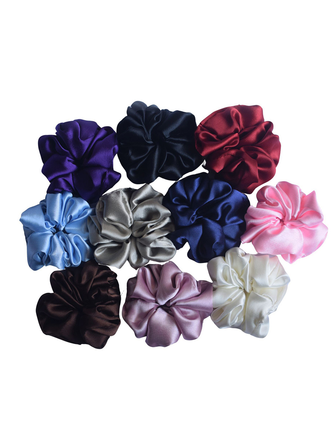 Curly Charmy Set Of 10 Satin Ponytail Holders