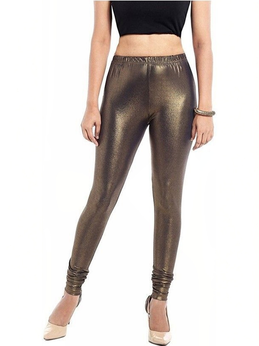 MIXFIT Slim-Fit Mid-Rise Shimmer Ankle-Length Leggings