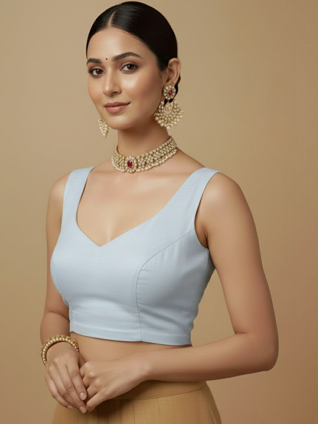 Niraha Padded V Neck Saree Blouse