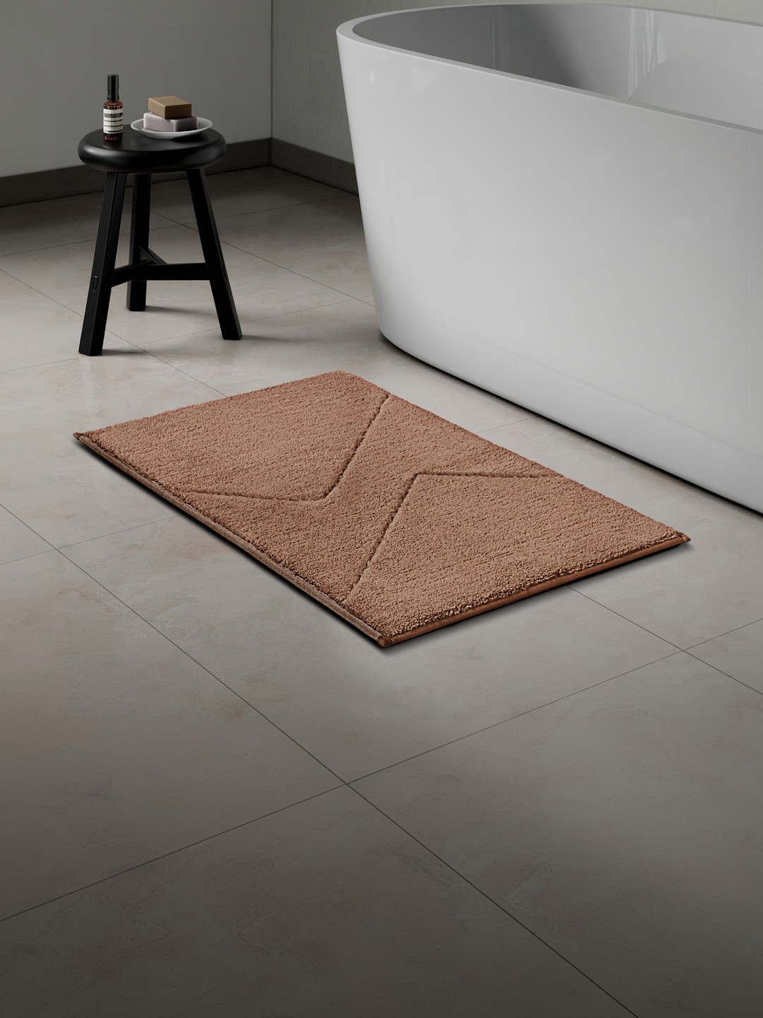 SPACES Brown Anti Skid Tufted Bath Mat