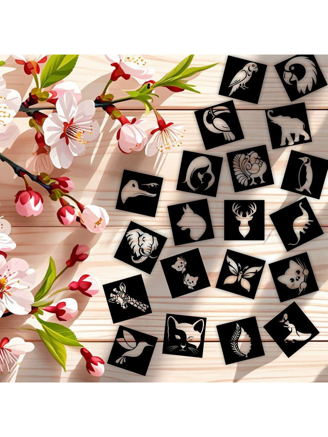 VOORKOMS Set Of 20 Floral Mehndi Stencil Sticker