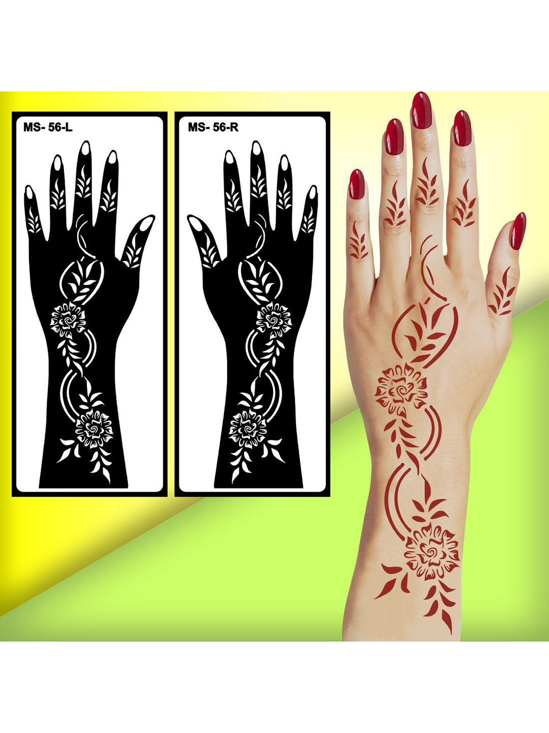 VOORKOMS Creative Mehndi Stencil Sticker Set for Unique and Personalized Art