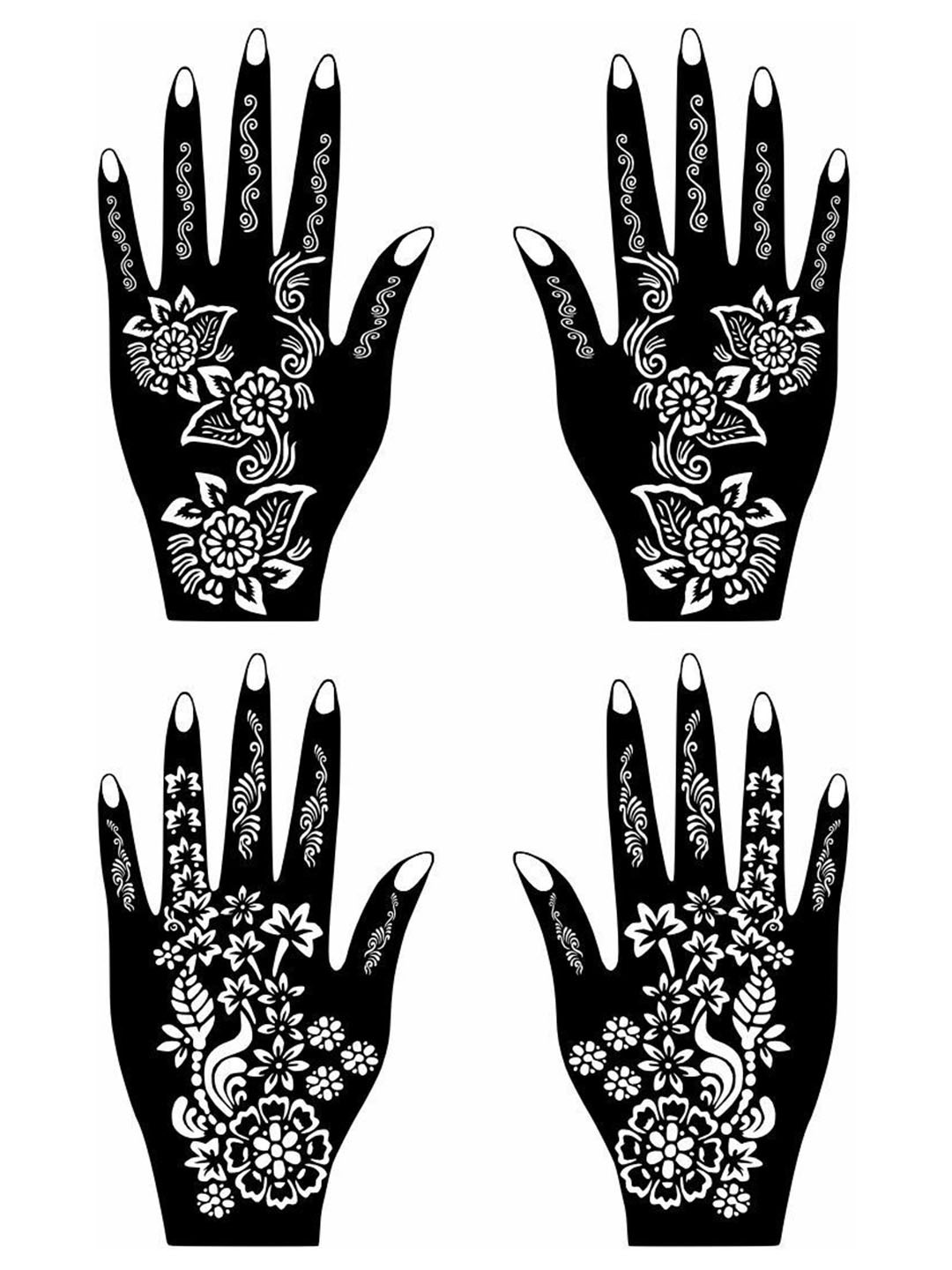 VOORKOMS Fast Apply Combo Mehndi Stencil Stickers With Traditional Pack Of 2