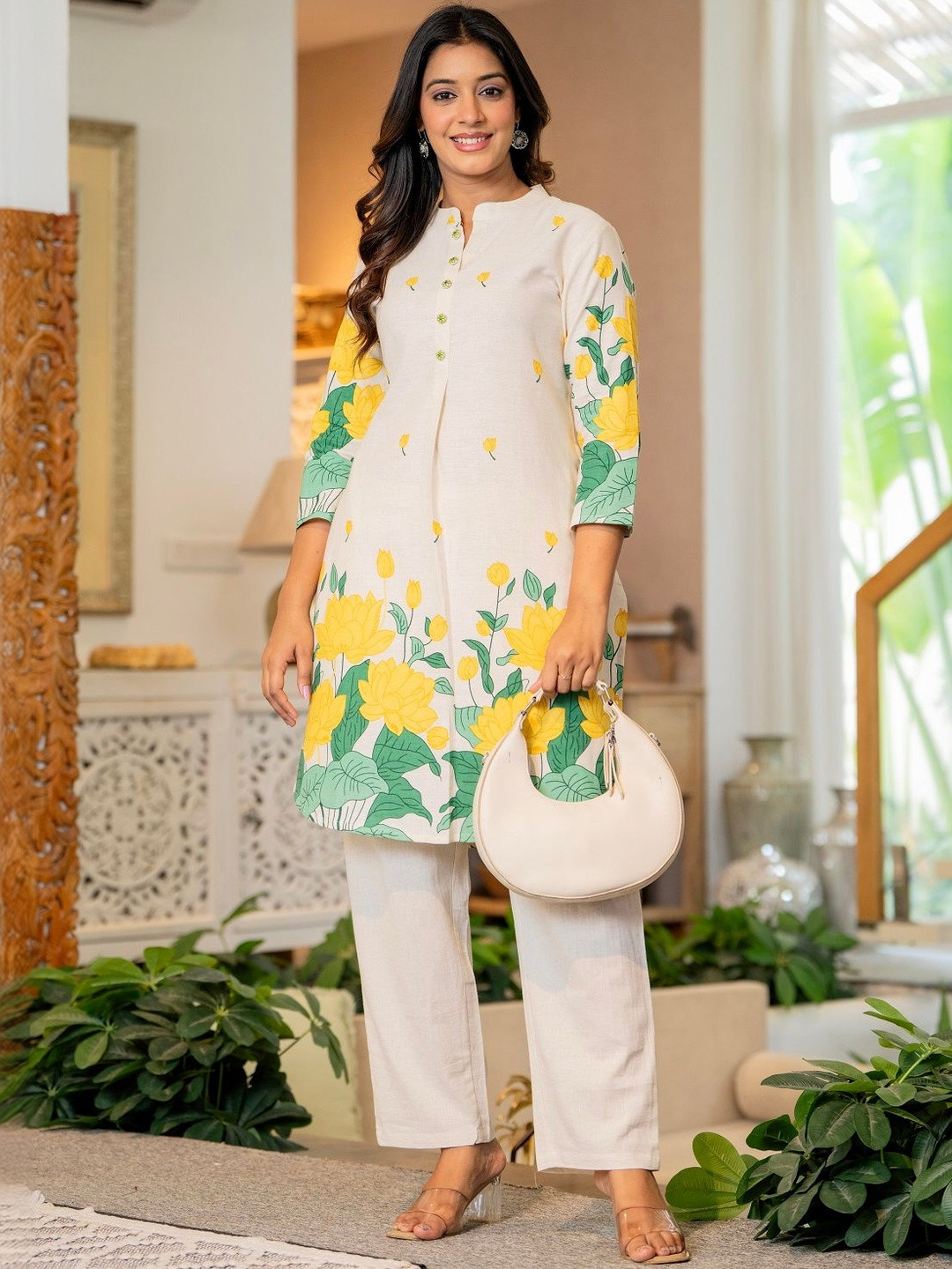 JAIPUR SARAI Printed Tunic With Trousers Co-Ords